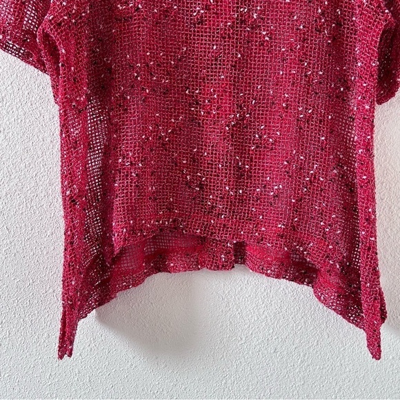 BLAIR Women’s Net Crochet Top Large Red See Through Boho Cover Up Beach Vacation - Picture 7 of 13